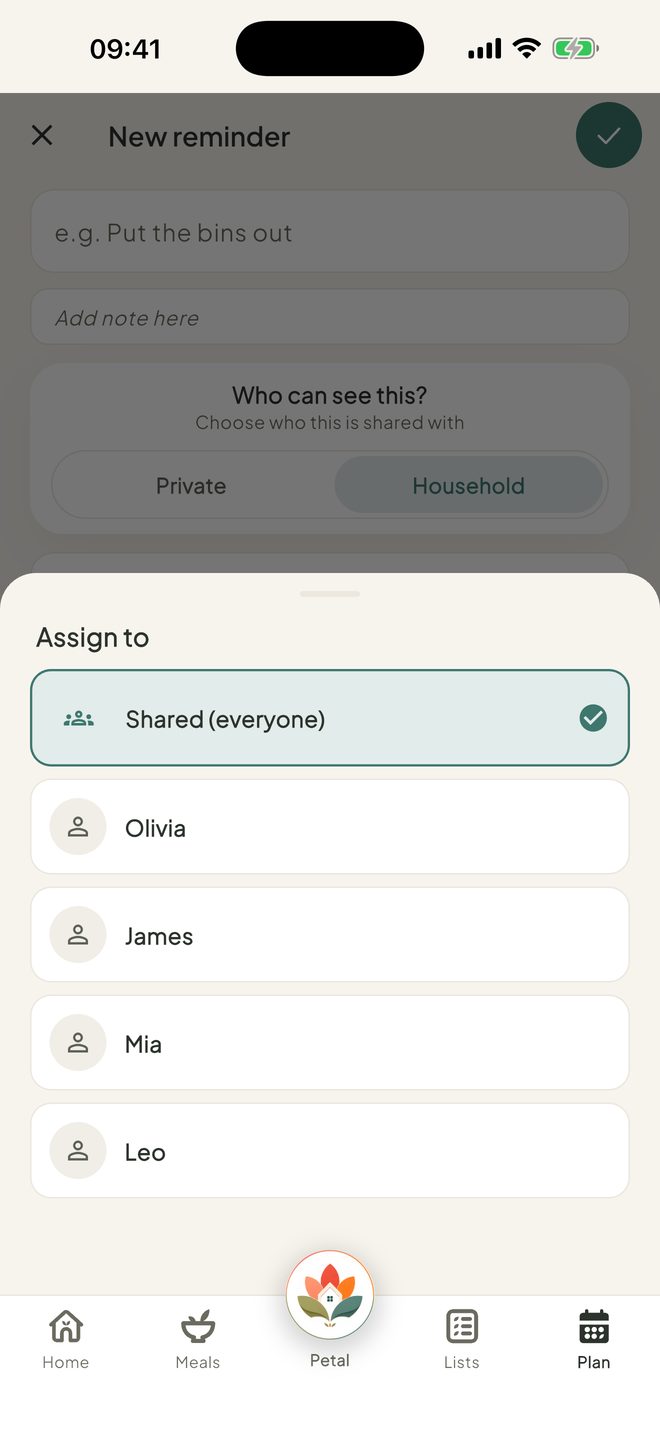 Give it to someone, in the Petal Home app