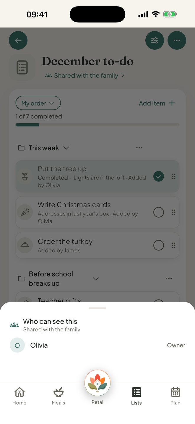Choose who can see it, in the Petal Home app