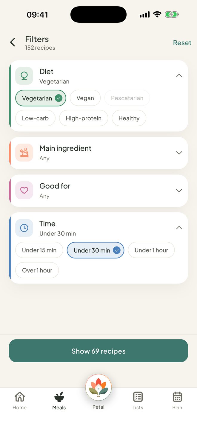 Narrow it down, in the Petal Home app