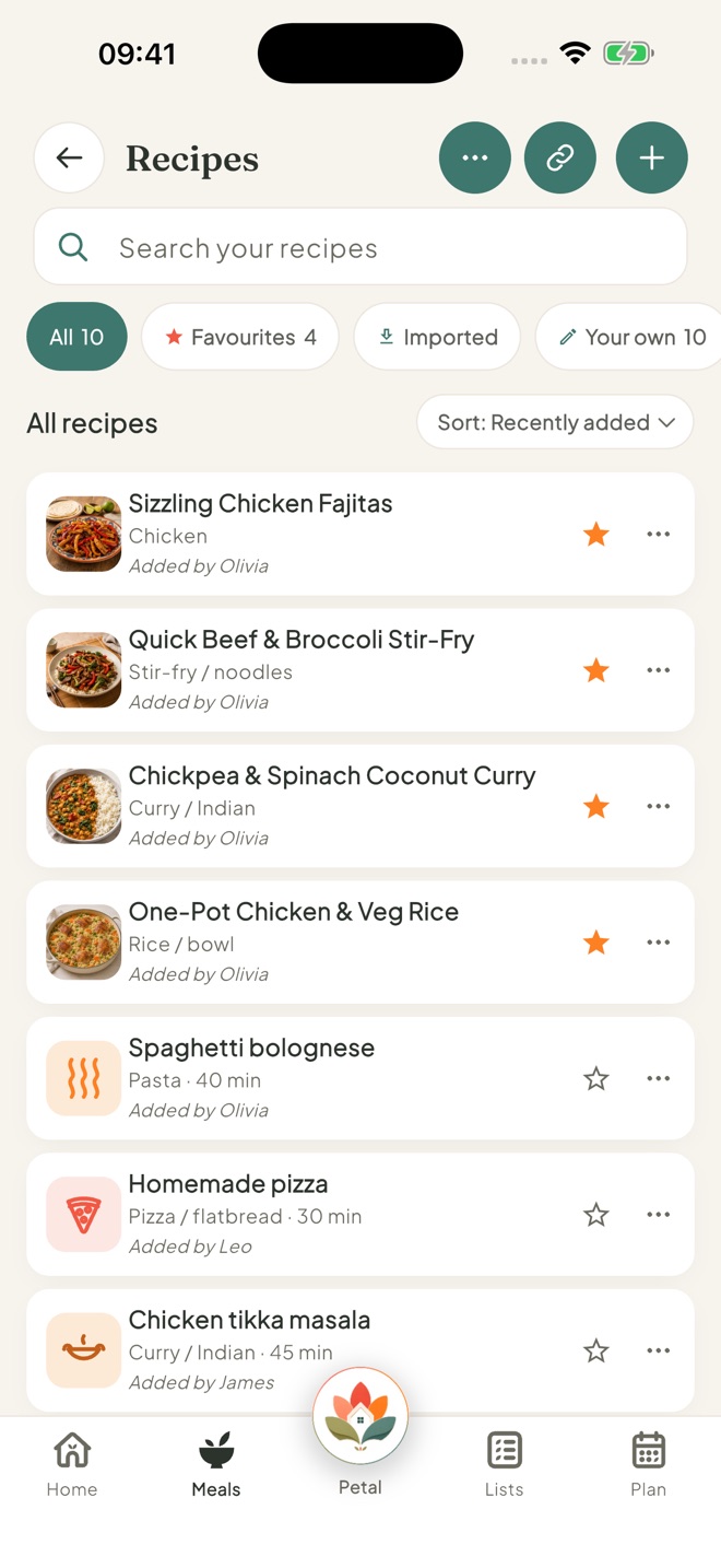Open Recipes, in the Petal Home app
