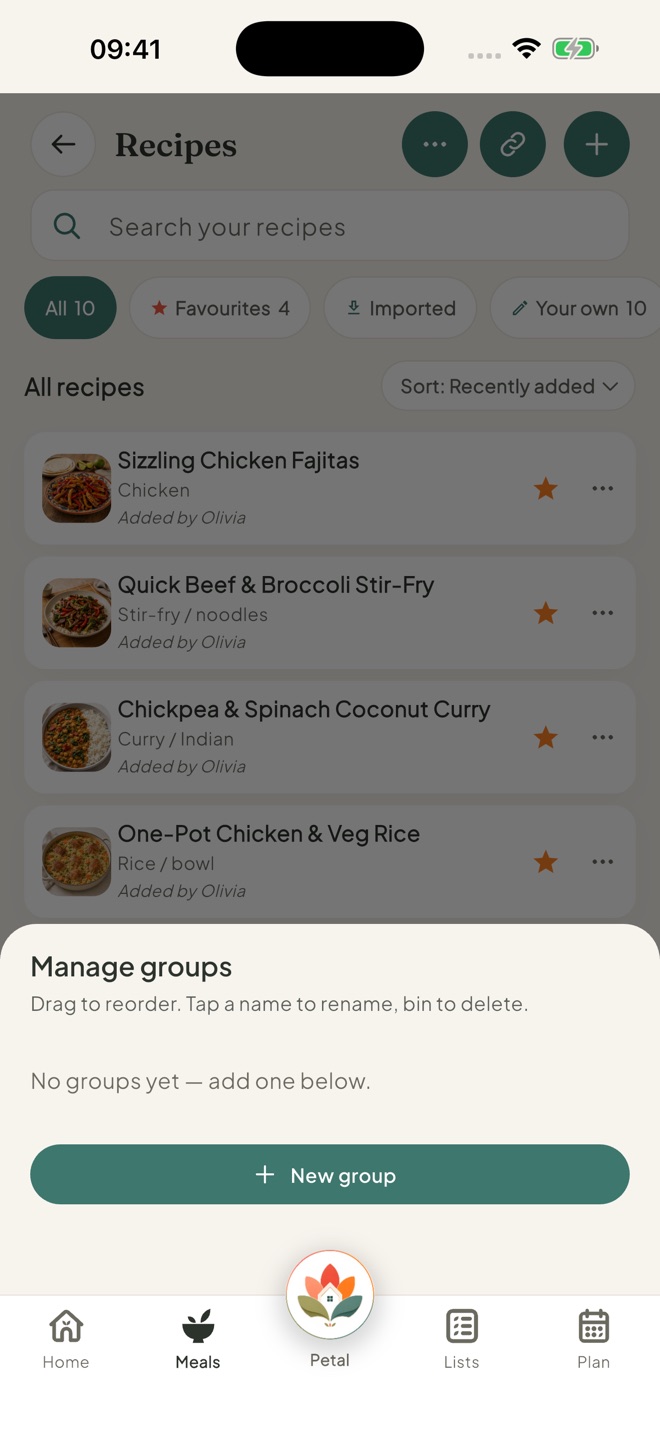 Make a group, in the Petal Home app