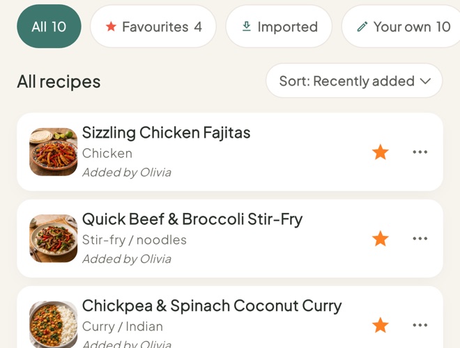 Star your favourites, in the Petal Home app