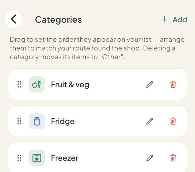 Sort by aisle, in the Petal Home app