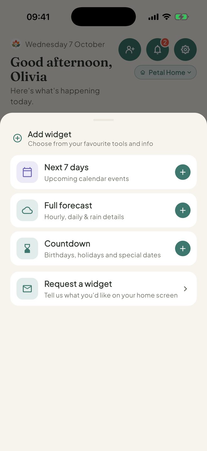 Show it on Home, in the Petal Home app