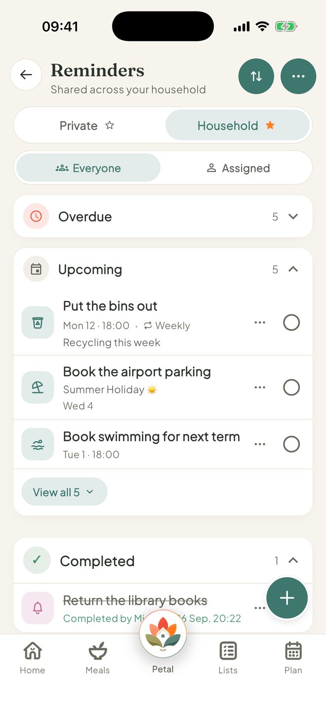 Save, and find it in Reminders, in the Petal Home app