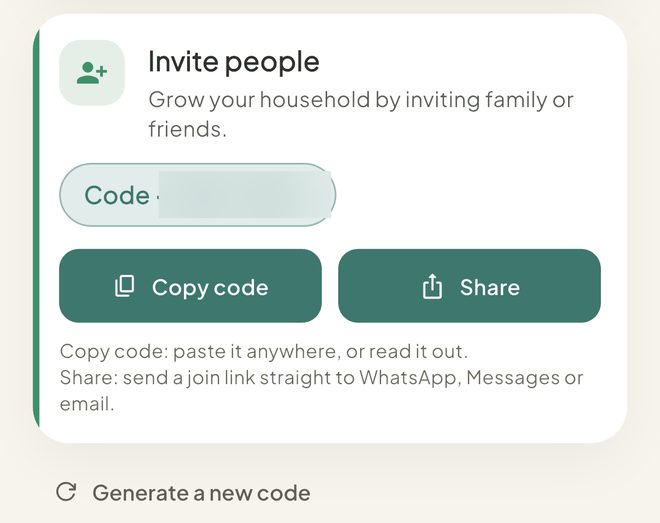 Share your code, in the Petal Home app