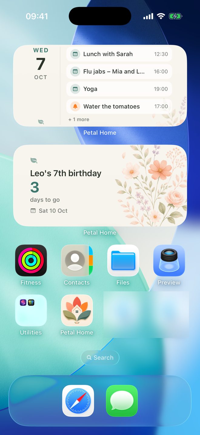 Pick a size and add it, in the Petal Home app