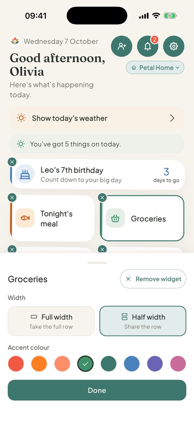 Change a card, in the Petal Home app