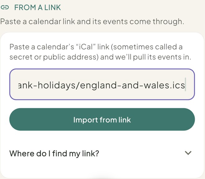 Paste it under From a link, in the Petal Home app