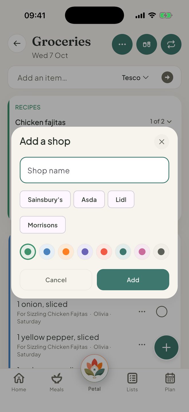 Add your shop, in the Petal Home app