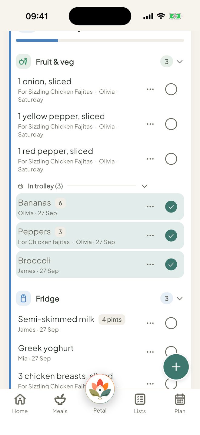 Tick things off, in the Petal Home app