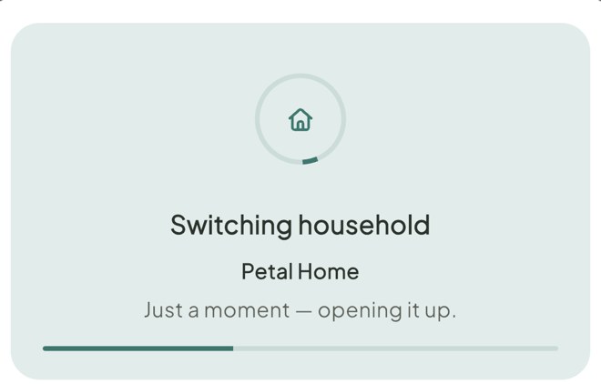 Switch household, in the Petal Home app
