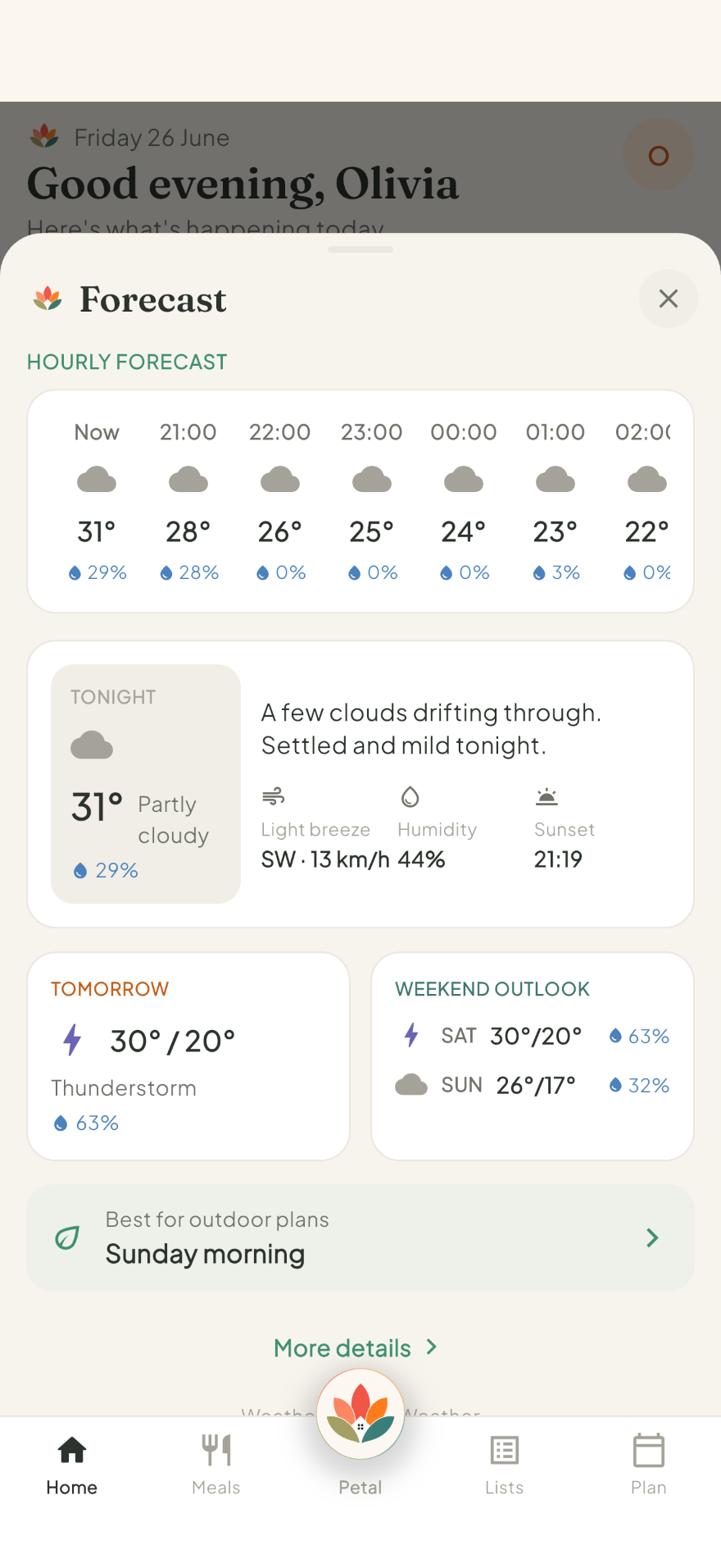 Petal Home — Home with the weather forecast
