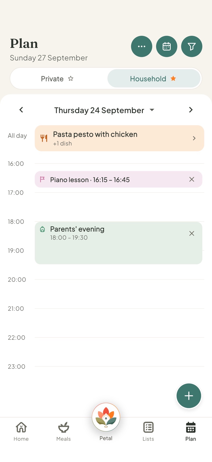 One day of plans in Petal Home